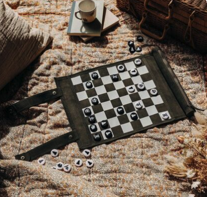Jeu d’échecs et dames de voyage - tapis en velours premium