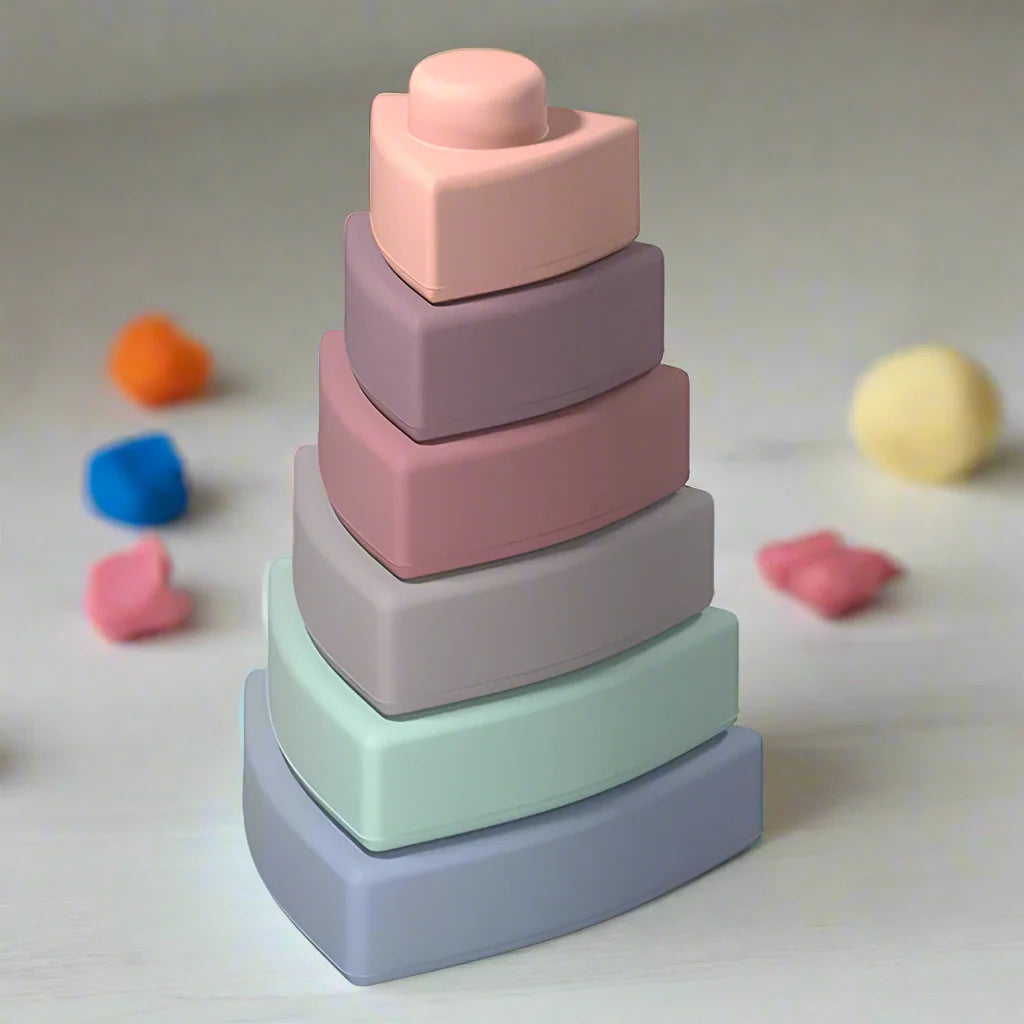 Giocattolo da costruzione con anelli in silicone | TeetheStack