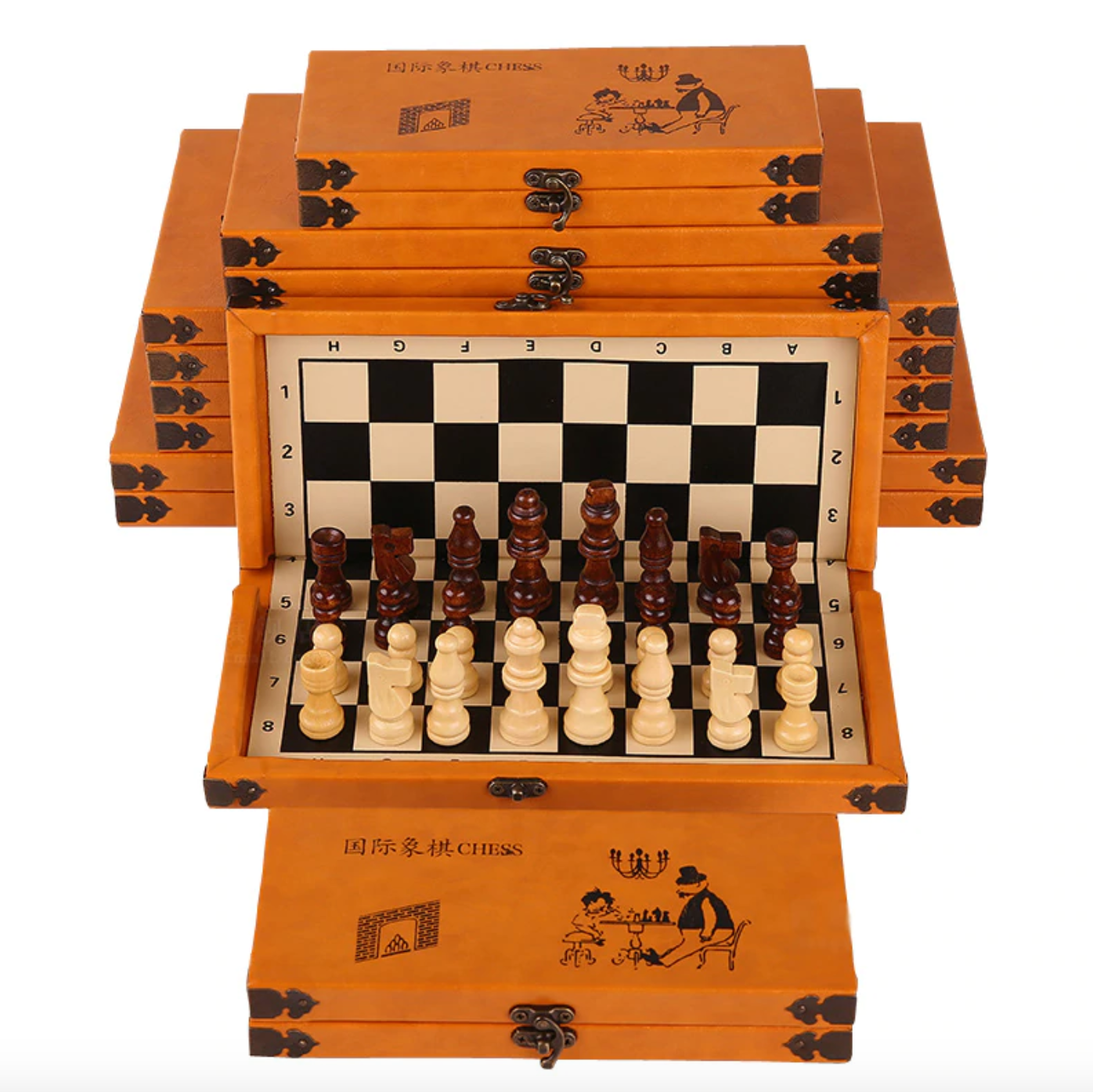 Jeu d'Échecs Portable en bois