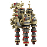 Lego zelda créatures divines avec mech beige et gris aux accents rouges et jambes articulées inspiré de tears of the kingdom