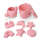 Jeu de plage enfants en silicone rose avec arrosoir seau pelle et moules animaux marins spécialement conçu pour petits explorateurs