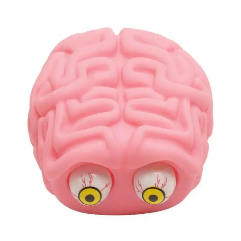 Jouet anti-stress enfant cerveau jouet en forme de cerveau rose avec yeux cartoon en mousse souple