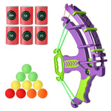 Jouet arc lance balles en plastique violet et vert anis avec prise texturée pour jeu densemble arc lance