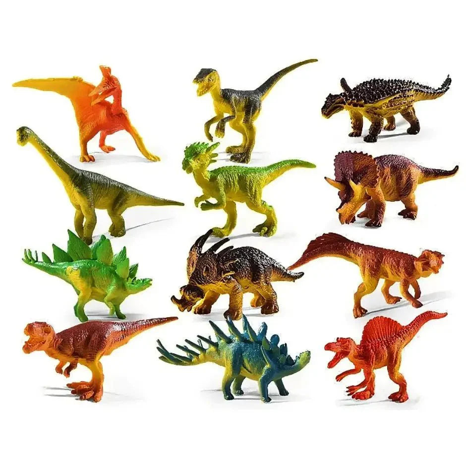 Jouet camion dinosaures avec une collection de figurines dinosaure en plastique coloré en différentes poses