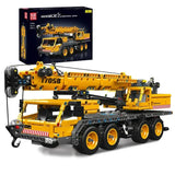 Modèle jaune et noir de camion grue mécanique lego technic 17058 avec flèche articulée et suspension réaliste