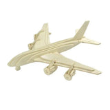 Jouet casse-tête puzzle série militaire modèle avec avion en bois non peint au fini beige clair et design découpé détaillé