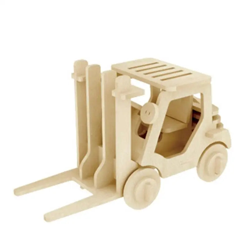 Modèle de chariot élévateur en bois clair jouet casse-tête puzzle série militaire véhicule tank assemblage simple