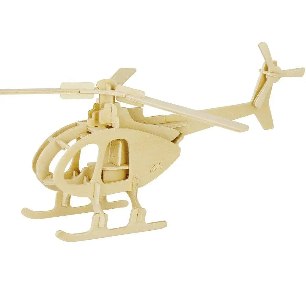 Modèle hélicoptère en bois non peint jouet casse-tête puzzle série militaire véhicule tank assemblage