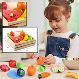 Jouet en bois pour cuisine | BoisMiam™ Panier de fruits à découper