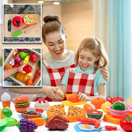 Jouet en bois pour cuisine | BoisMiam™ Panier de fruits à découper