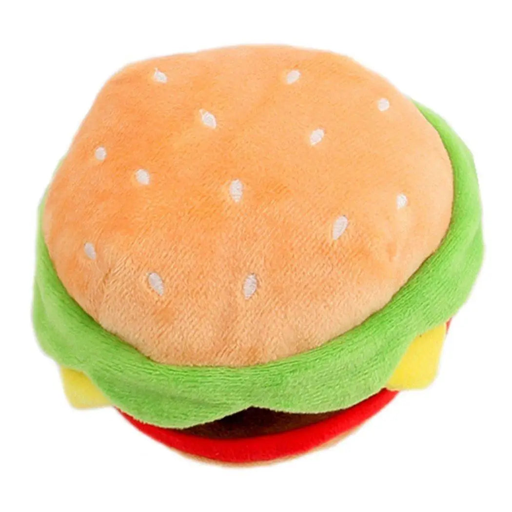 Jouet en peluche pour animaux de compagnie hamburger avec matériau legendog en nylon et couleurs jaune rouge vert tan idéal pour déguisement carnaval