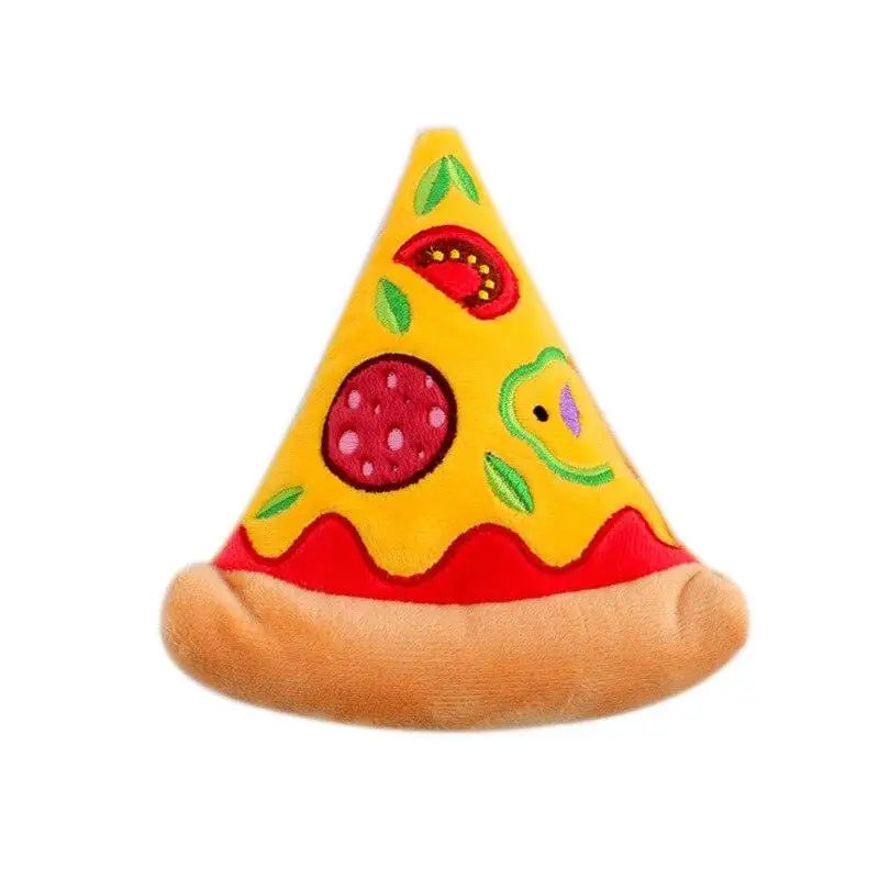 Jouet en peluche pour animaux de compagnie en matériau legendog avec taille nylon représentant une tranche de pizza colorée