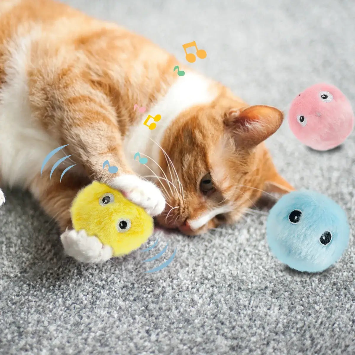 Interactive cat toy Musical plush ball