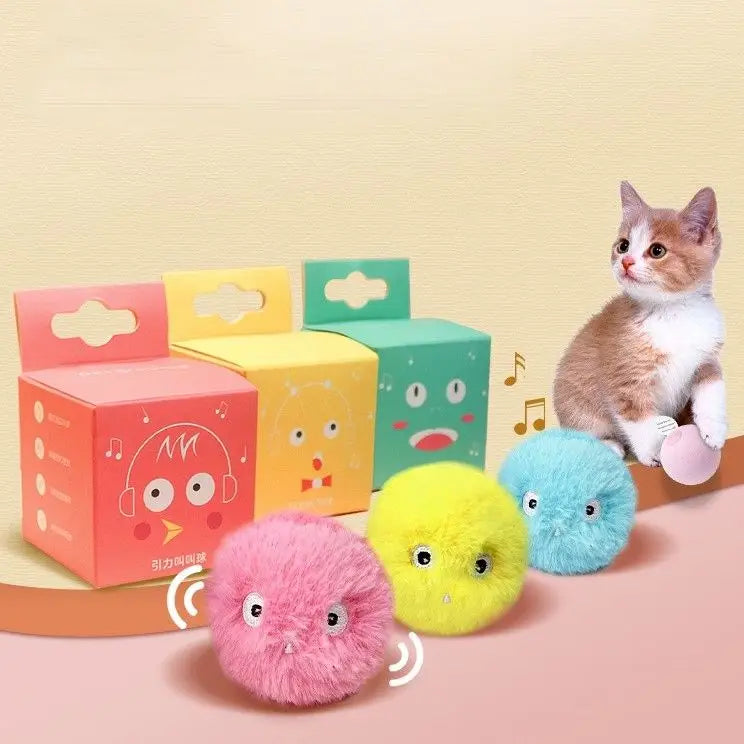 Interactive cat toy Musical plush ball