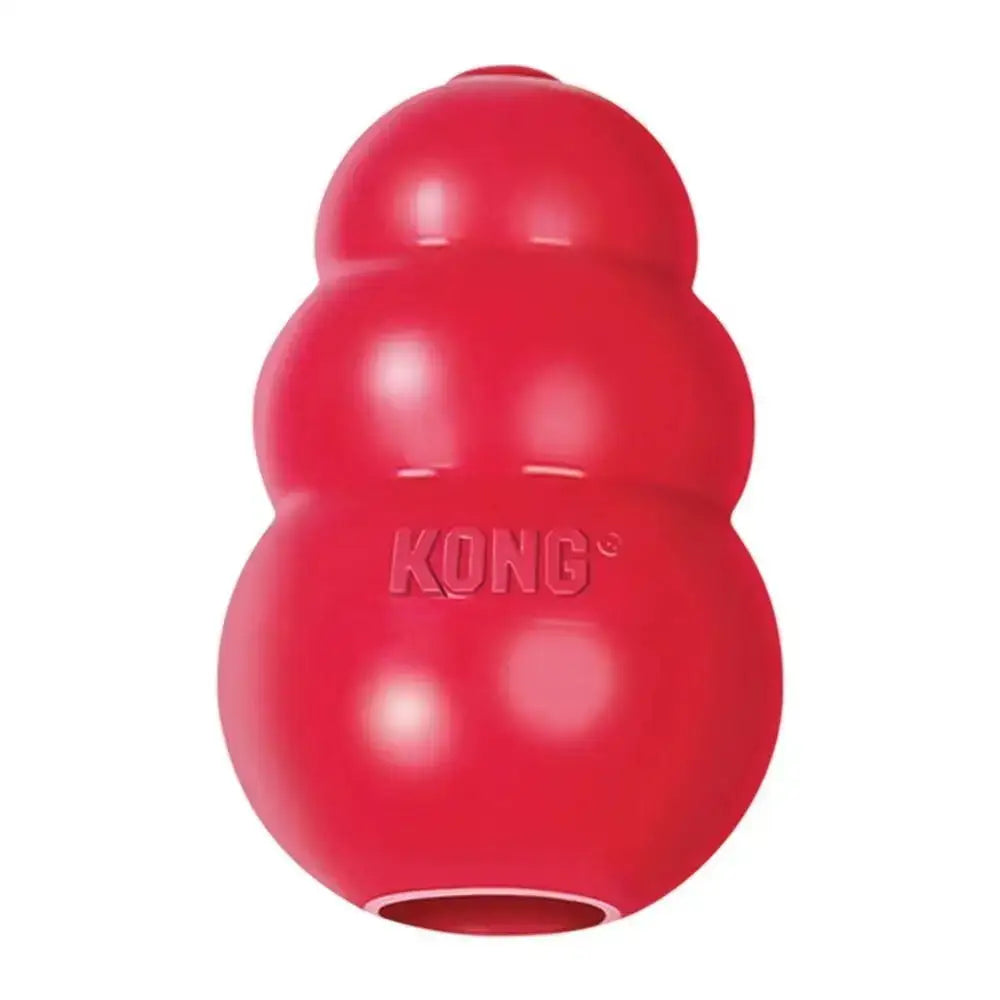Jouet kong pour chien rouge avec design classique segmenté à trois boules en caoutchouc durable pour mordiller