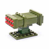 Jouet lego lanceur missiles olive vert en lego avec projectiles rouge pour jeu de missiles lego réaliste