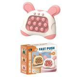 Jouet pop it machine portable en silicone souple avec bulles interactives en forme de lapin rose et blanc