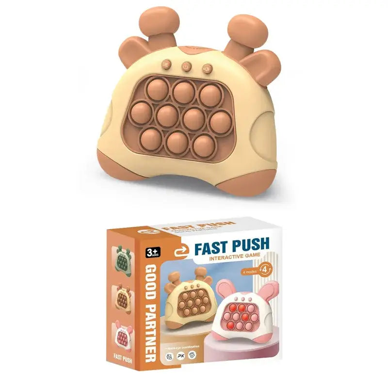 Jouet pop it machine portable giraffe beige et tan en silicone avec bulle pushable pour defoulement sensoriel