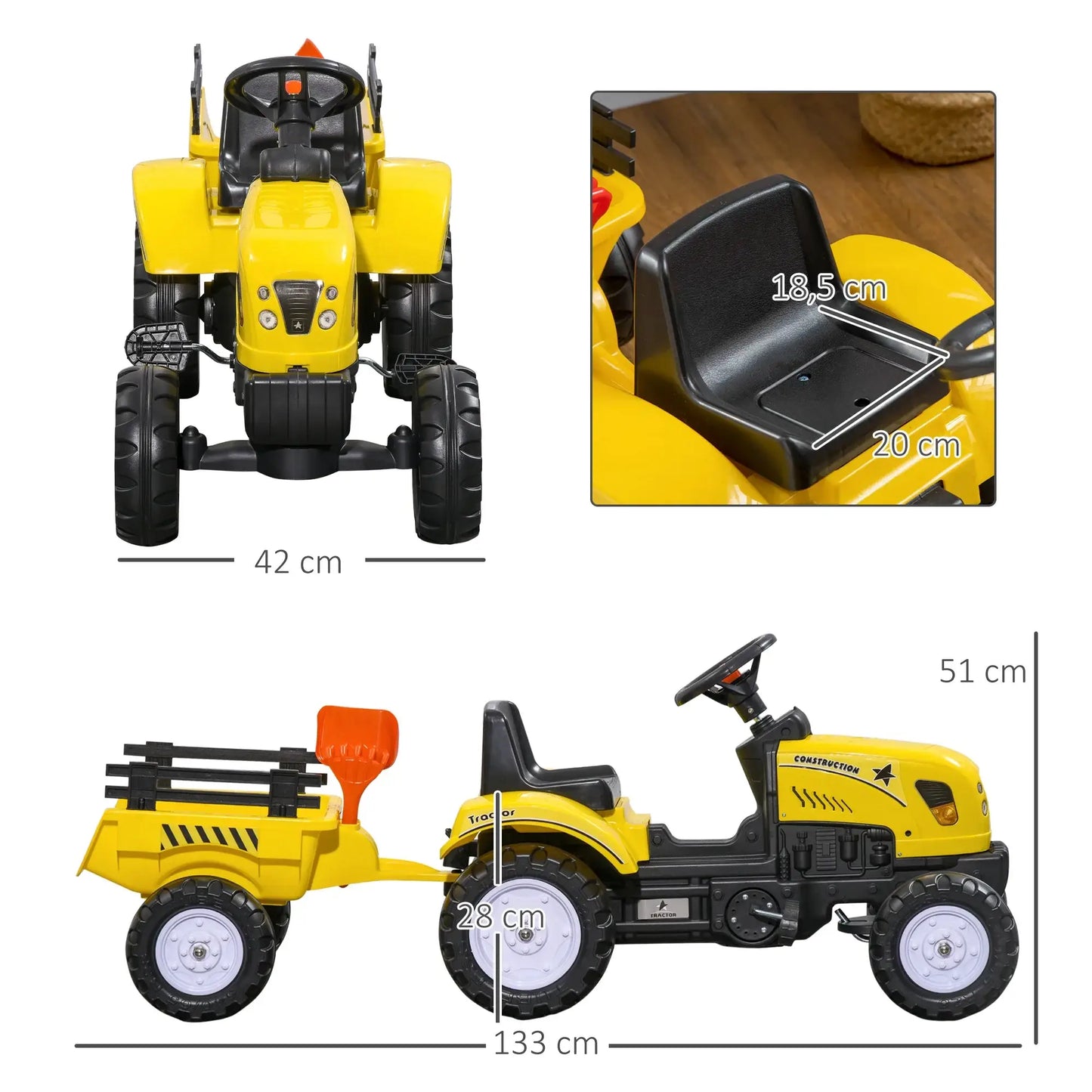 Toy tractor with trailer for children