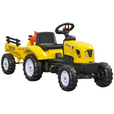Tracteur à pédales enfant jaune avec accents noirs et remorque détachable pour enfant jouet tracteur enfant