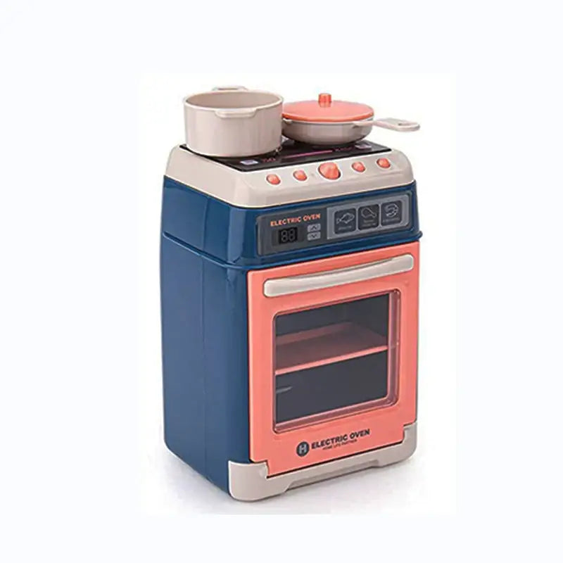 Jouets appareils chef cuisinier four électrique en plastique bleu et corail avec deux casseroles réalistes stimule l’imagination