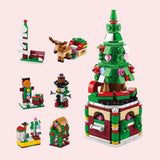 Jouets de construction 7 en 1 fête de noël avec sapin en plastique abs vert et rouge orné de décorations colorées noël féérique