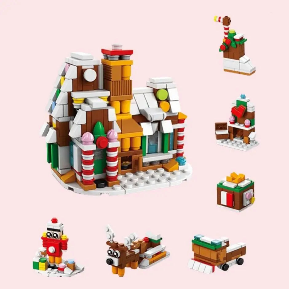Jouets de construction 7 en 1 fête de noël avec maison en pain d’épices en plastique abs aux détails colorés noël magique garanti