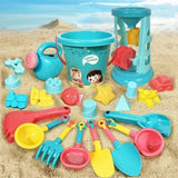Jouets de plage enfant ensemble en plastique coloré avec seau turquoise personnages et text laissez libre cours aux fossés extraordinaires