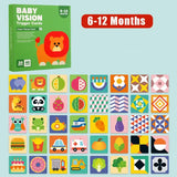 Jeu d’eveil bebe vert pour nourrissons 6-12 mois avec cartes trigger illustrées couleurs et formes animales