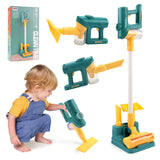 Jouet éducatif aspirateur en plastique bleu canard et jaune avec lumière et musique pour simulation ménage éducatif