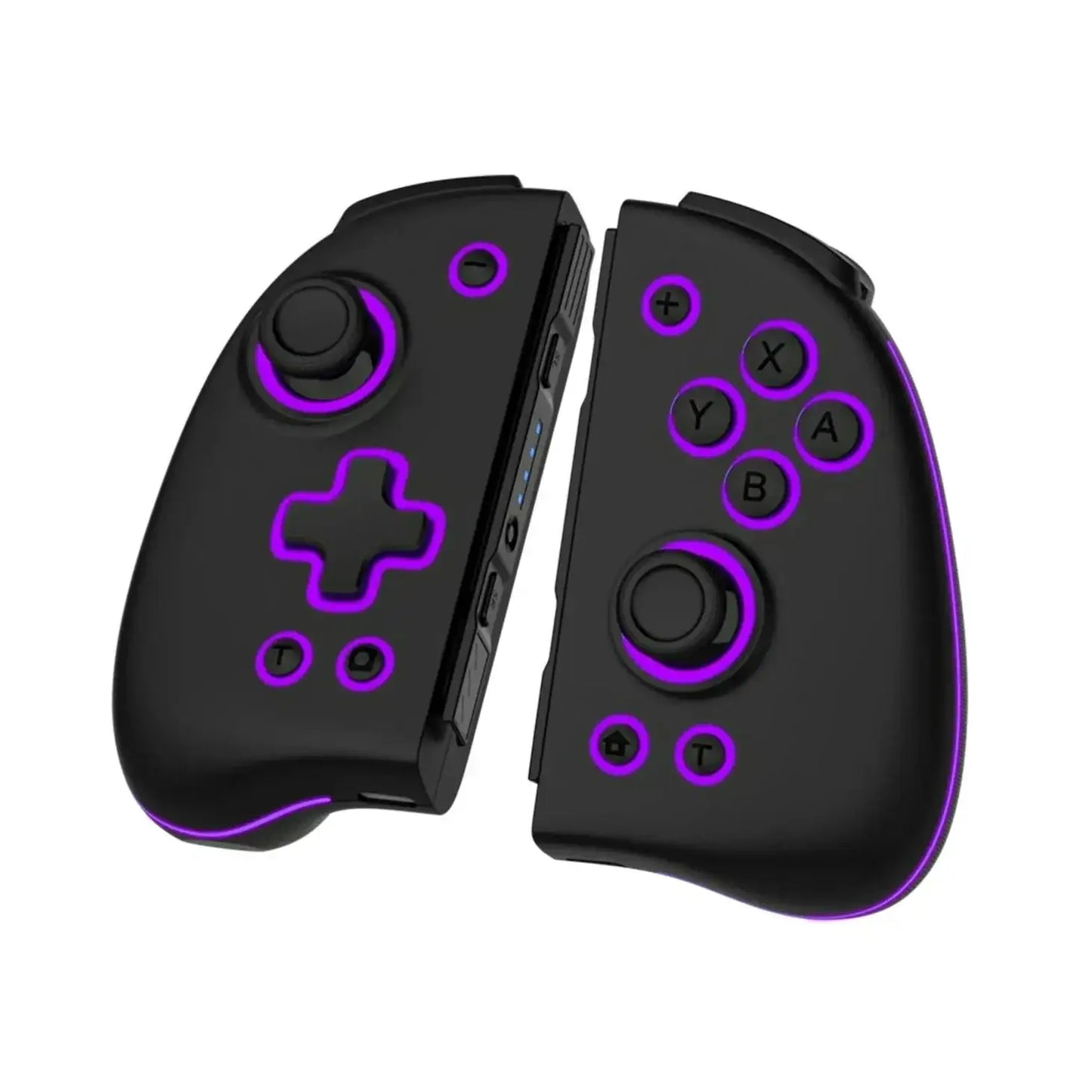 Grips noirs pour joy-cons nintendo switch avec éclairage led violet autour du stick analogique pour nintendo switch zelda