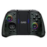 Manette switch nyxi joycons qrd stellar noire avec poignées translucides et sticks analogiques arc-en-ciel