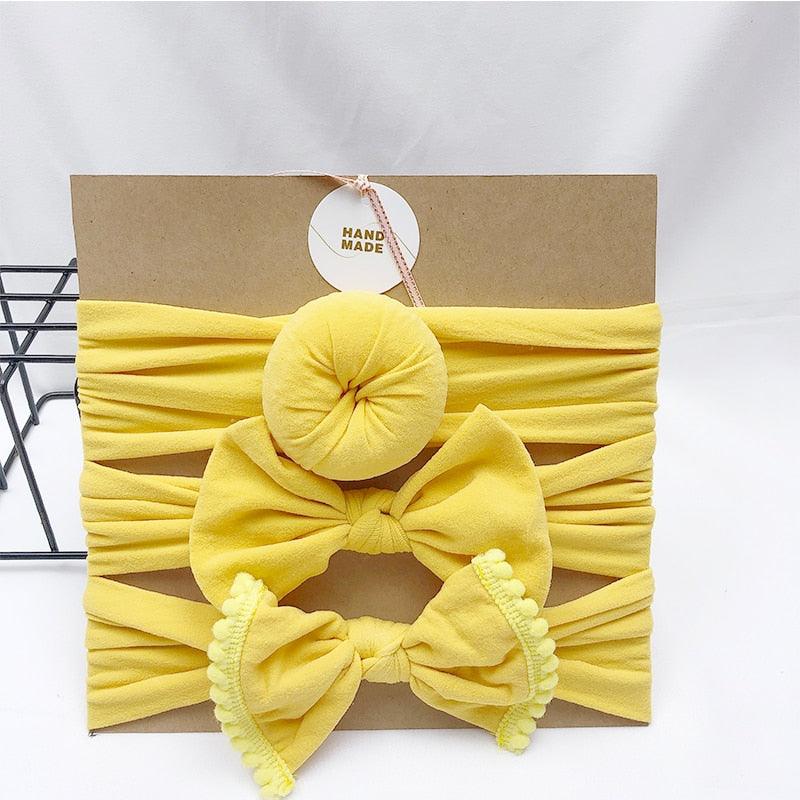 Bandeau fille couleur jaune de plusieurs formes (lot de 3)