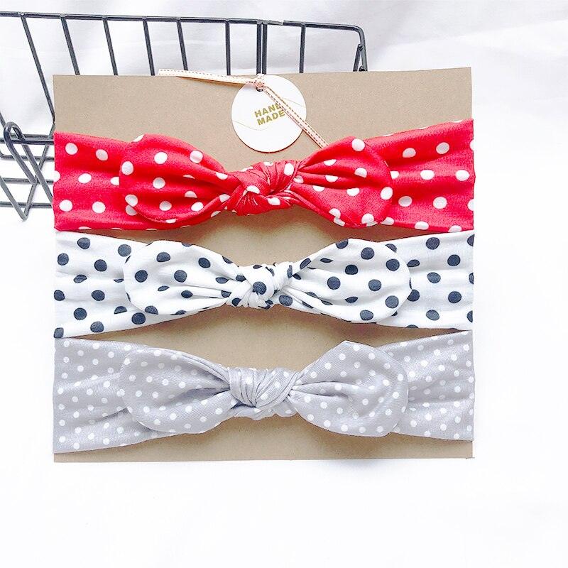 Bandeau fille 3 couleurs avec motifs à pois (lot de 3)