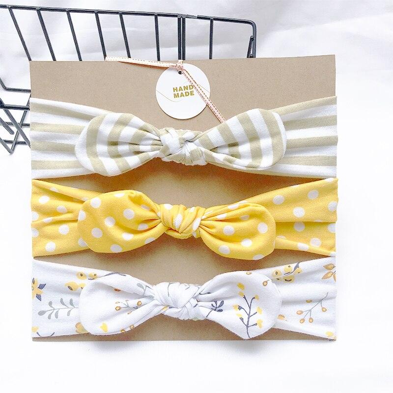 Girl's green, yellow, and white headband (set of 3)
