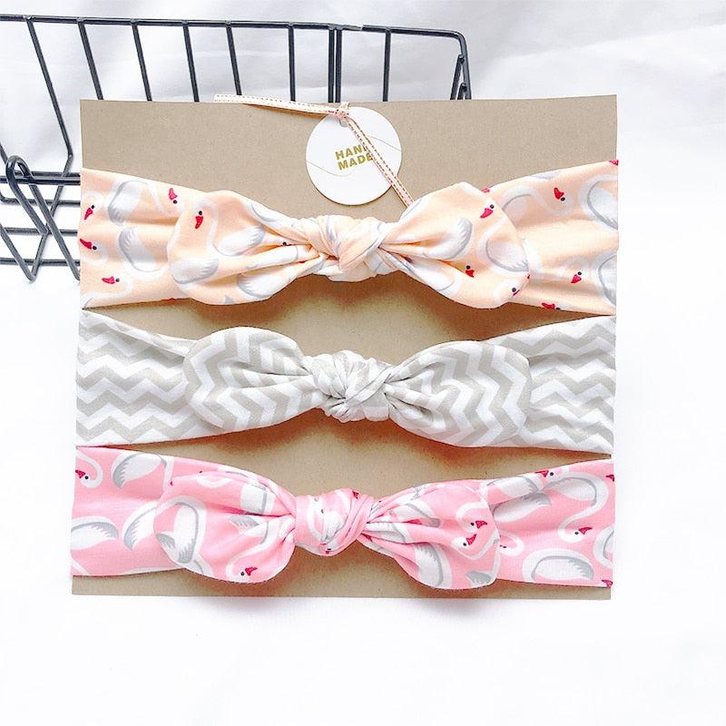 Bandeau fille 3 couleurs avec motifs cygne (lot de 3)
