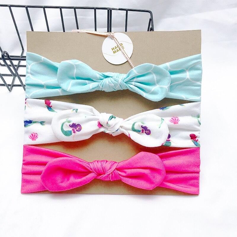 Bandeau fille 3 couleurs avec motifs sirène (lot de 3)