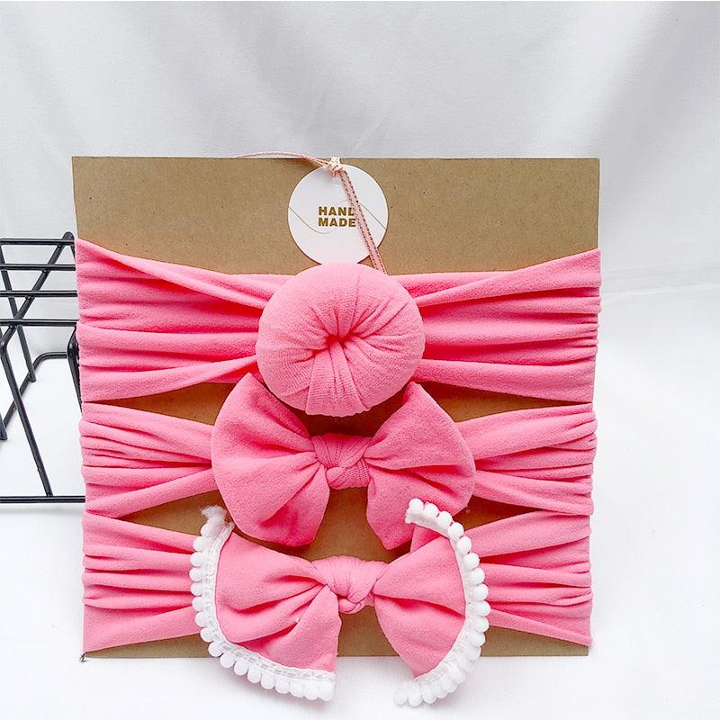 Bandeau fille rose (lot de 3)