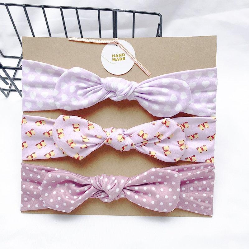 bandeau fille violet avec motifs (lot de 3)