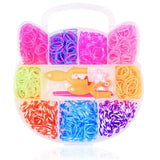 Kit bracelet élastique enfant avec coffret contient 600 pièces incluant organiseur plastique chat coloré et outil loom jaune