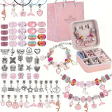 Kit création bijoux bracelets perles avec charms princesse rose en perles assorties série rose multicolore