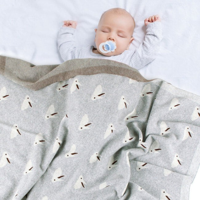 Baby Knitted Bunny Snuggle Blanket (100% Cotton)