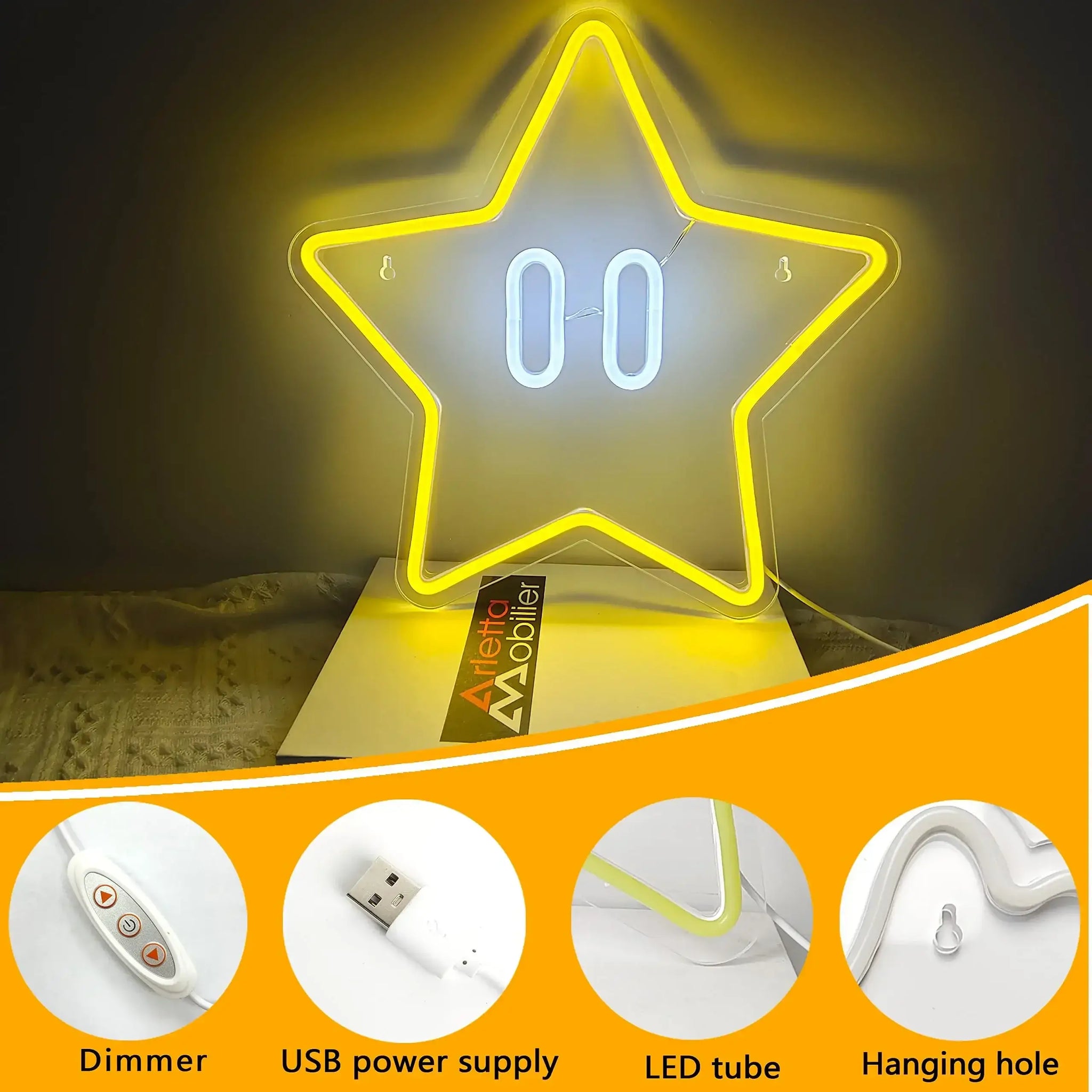 Mario Star Neon Lamp