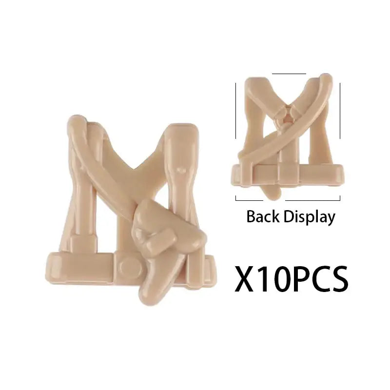 Pièces de gilets lego moc militaire beige en plastique vue avant et arrière lot de 10pcs pour lego moc ww2