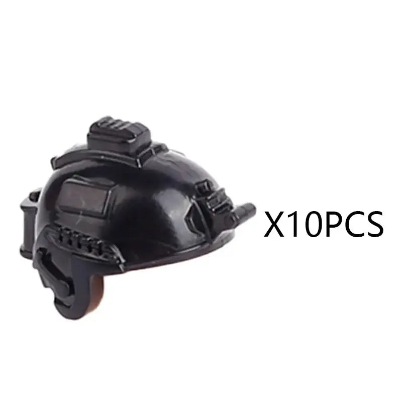 Casque tactique noir en plastique avec détails moulés finition mate pour lego moc militaire ww2