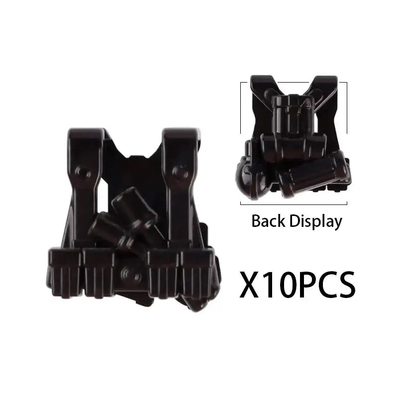 Ensemble d’accessoires tactiques noirs en plastique pour gilet lego moc militaire style ww2