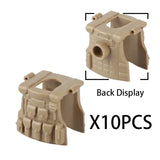Tan plastic tactical vest pieces shown from front and back for lego moc ww2 militaire accessories