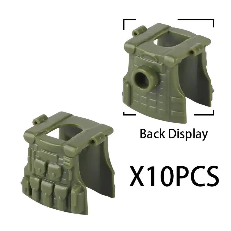 Pièces de gilet tactique en plastique olive pour lego moc ww2 accessoires militaires lego militaire