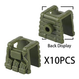 Pièces de connexion en plastique olive à texture de brique avec trou central pour lego moc militaire ww2