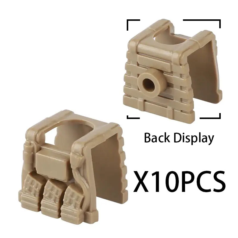 Tan plastique plaque tactique avec design texturé en briques et trou central pour lego moc accessoires militaires